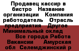 Продавец-кассир в бистро › Название организации ­ Компания-работодатель › Отрасль предприятия ­ Другое › Минимальный оклад ­ 15 000 - Все города Работа » Вакансии   . Амурская обл.,Селемджинский р-н